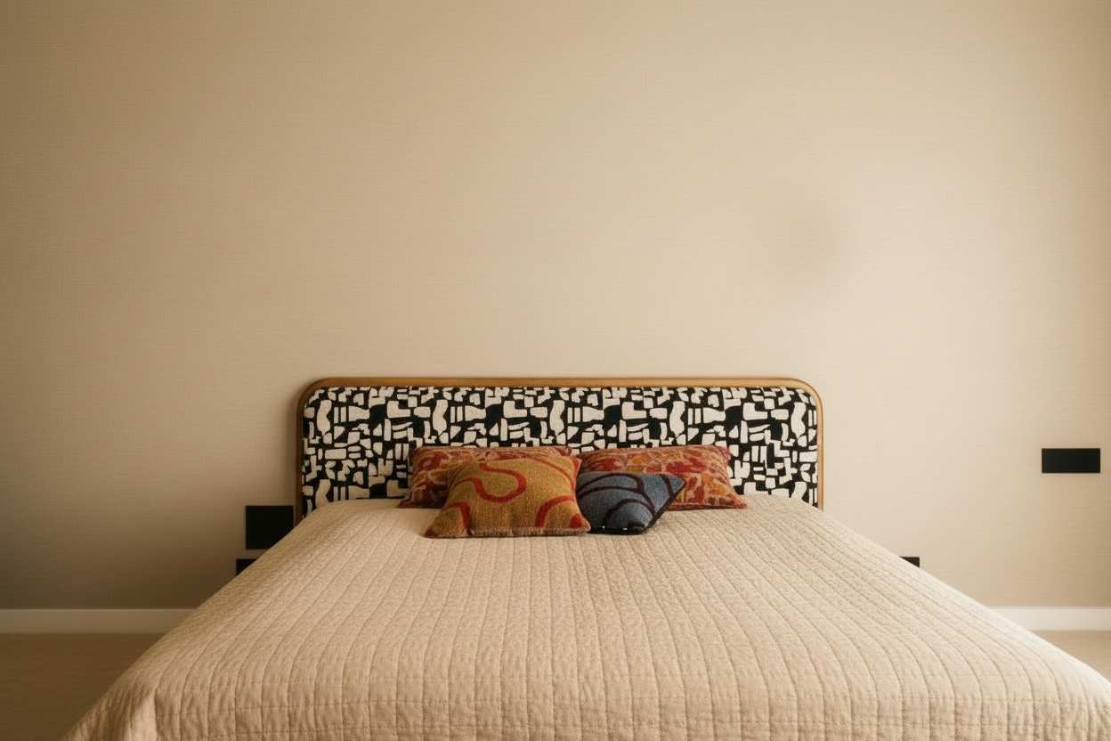 checked bed